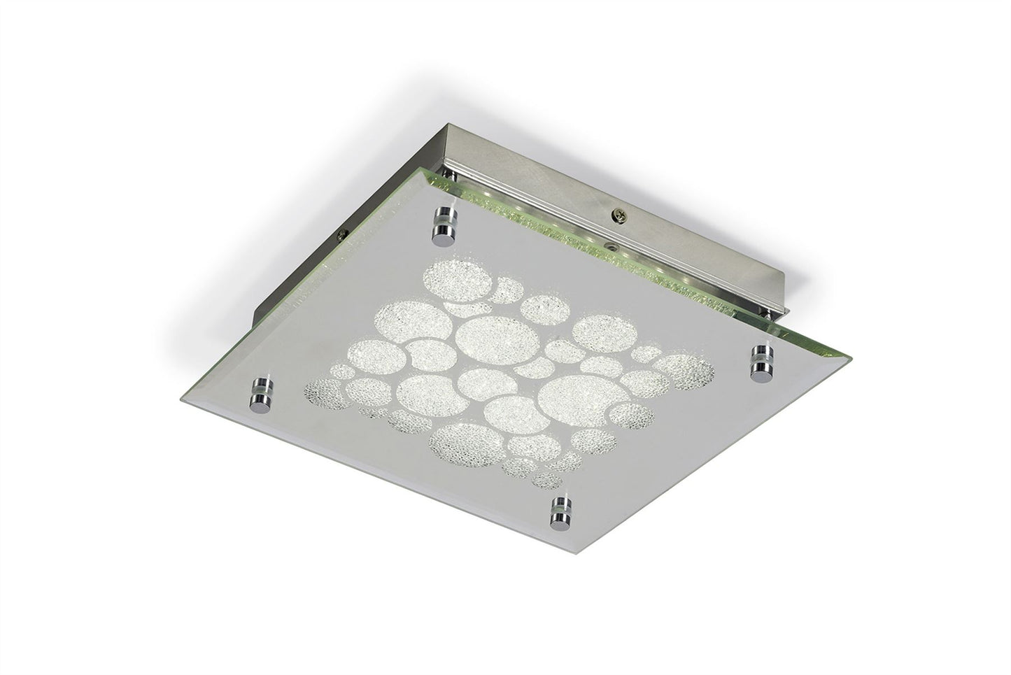 Mantra Fusion M5551 Coral Flush 25cm Square 15.5W LED 4000K Chrome/ Crystal Sand, 620lm,, 3yrs Warranty - M5551 Ceiling