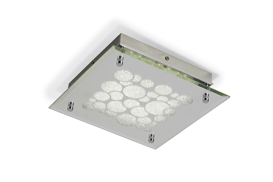 Mantra Fusion M5551 Coral Flush 25cm Square 15.5W LED 4000K Chrome/ Crystal Sand, 620lm,, 3yrs Warranty - M5551 Ceiling