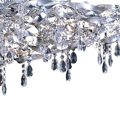 Diyas Fusion  Linear 10 Light G4 Polished Chrome/Crystal, NOT LED/CFL Compatible Ceiling Pendant Light Fitting
