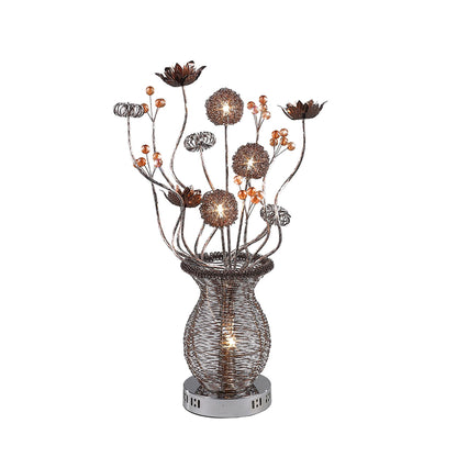 Diyas Home Calista Aluminium (DH) Calista Crystal Table Lamp 4 Light G4 Brown, NOT LED/CFL Compatible