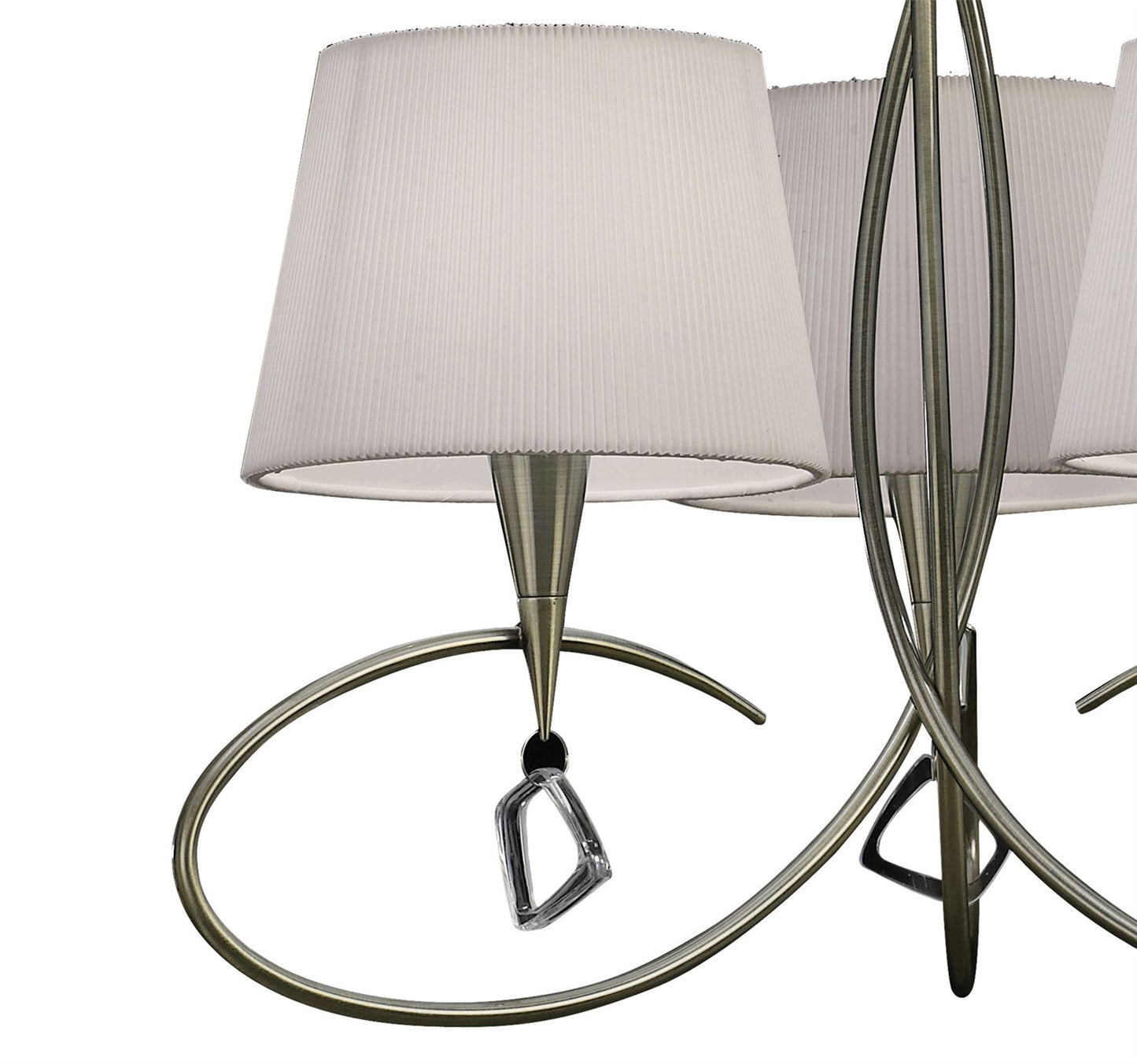 Mantra Mara 64cm Pendant 3 Light E14, Antique Brass with Ivory White Shades
