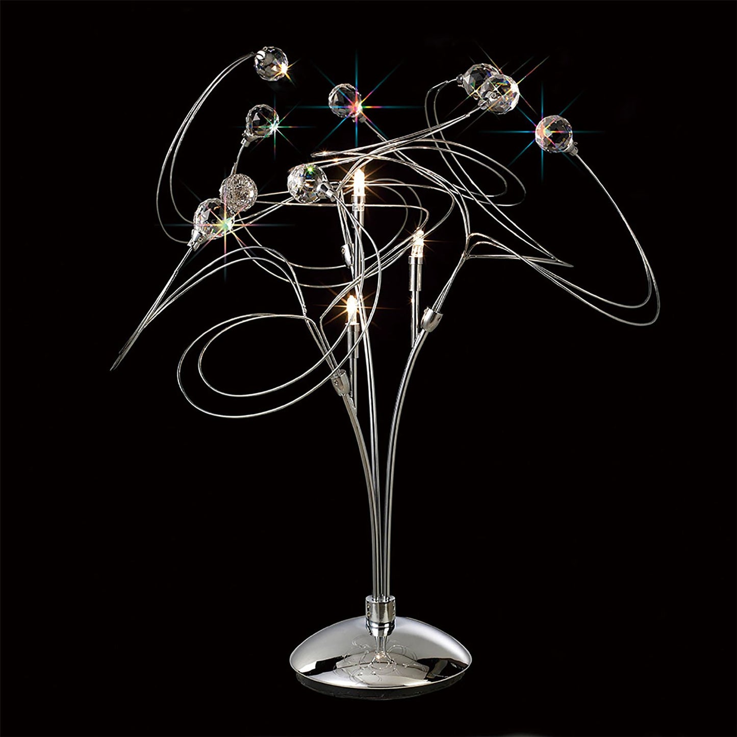 Diyas Messe Crystal Table Lamp 3 Light G4 Polished Chrome, NOT LED/CFL Compatible