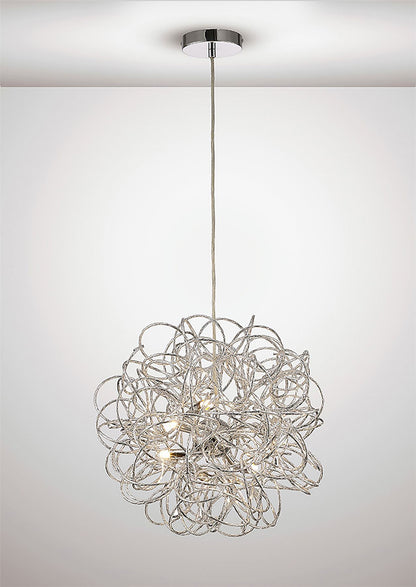 Deco Cassidy Pendant Round Interwinding Aluminium 6 Light G9 Silver/Chrome