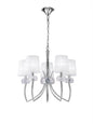 Mantra M4631 Loewe Pendant 5 Light E14, Polished Chrome with White Shades