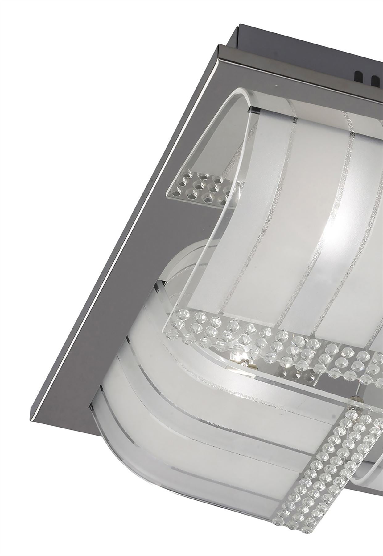 Diyas Charis Square Flush  Large 4 Light G9 Polished Chrome/Glass/Crystal Ceiling Light Fitting