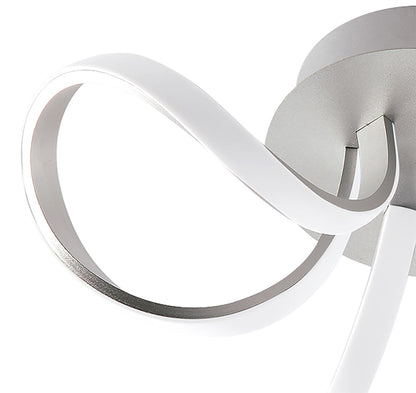 Mantra M4994 Knot Dimmable Ceiling 48cm Round 36W LED 3 Looped Arms 3000K, Silver/Frosted Acrylic - M4994 Ceiling