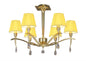 Mantra Siena 63cm Semi Flush Round 6 Light E14, Polished Brass with Amber Cream Shades and Clear Crystal
