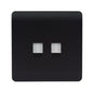 Trendi Modern 2 Gang Telephone Socket Matt Black Soft Touch - ART-2TLPSTB