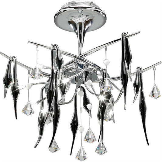 Diyas Cygnet 60cm  10 Light G4 Polished Chrome/Black Glass/Crystal, NOT LED/CFL Compatible Ceiling Light Fitting