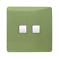 Trendi Artistic Modern Glossy Tactile 2 Gang Telephone Socket Moss Green