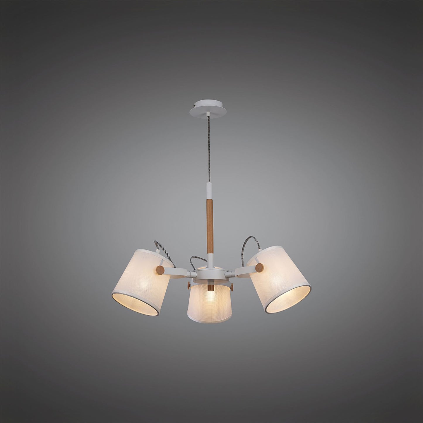 Mantra M5461 Nordica II Position Pendant 3 Light 3x23W E27, White/Beech with White Shades