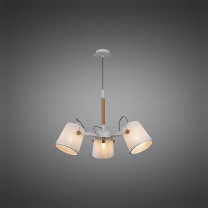 Mantra M5461 Nordica II Position Pendant 3 Light 3x23W E27, White/Beech with White Shades