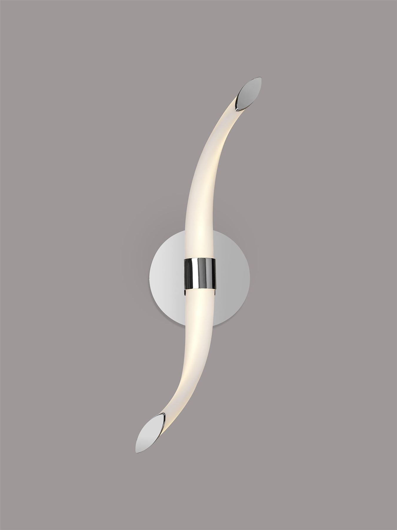 Mantra Armonia Wall Light Wave, 12W LED, 3000K, 900lm, Polished Chrome/Frosted Acrylic, 3yrs Warranty