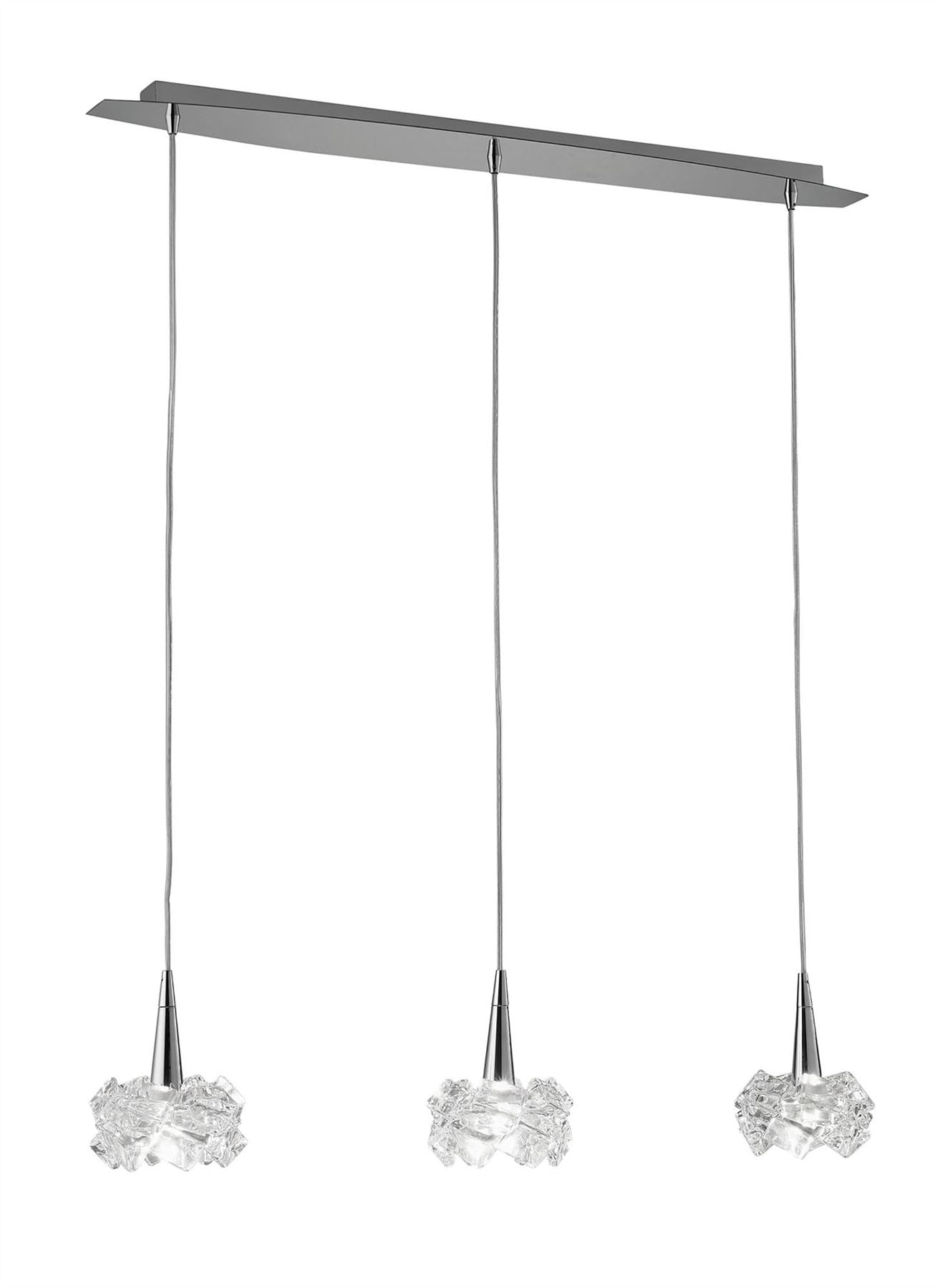 Mantra M3951 Artic Linear Pendant 3 Light G9 Line Small, Polished Chrome