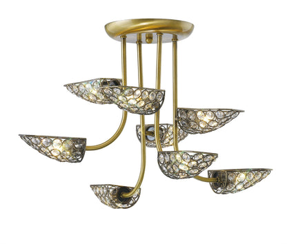 Diyas Ashton 53cm  8 Light G9 Antique Brass/Crystal Ceiling Pendant Light Fitting