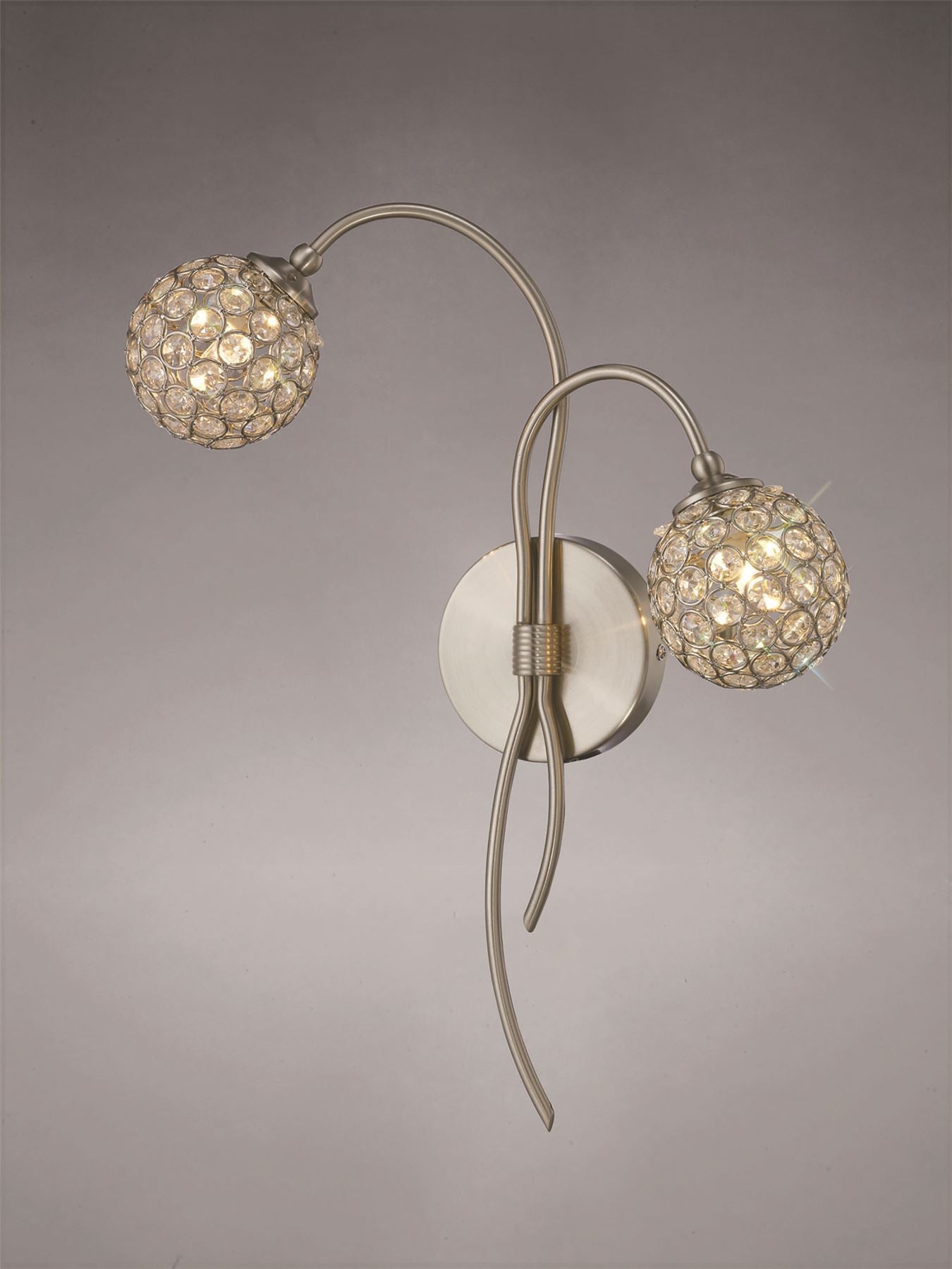 Diyas Apollo Wall Light 2 Light G9 Satin Nickel/Crystal
