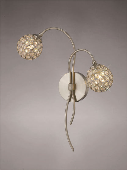 Diyas Apollo Wall Light 2 Light G9 Satin Nickel/Crystal