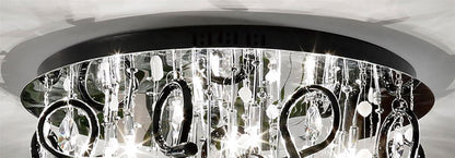 Diyas Class 60cm Flush  Round 20 Light G4 Polished Chrome/Black Glass/Crystal Ceiling Light Fitting