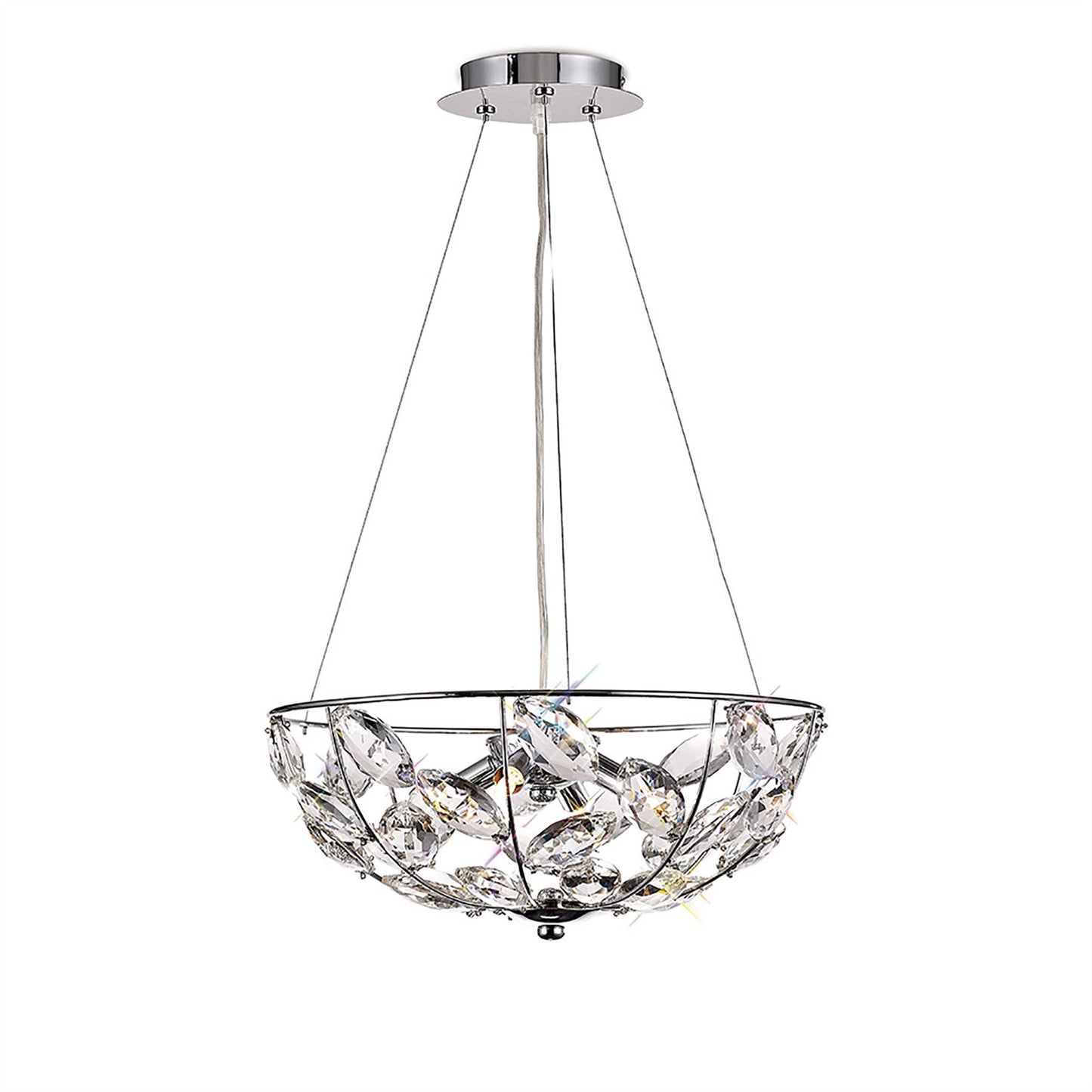 Diyas Galilea 39cm  4 Light G9 Polished Chrome/Crystal Ceiling Pendant Light Fitting