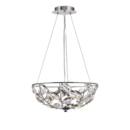 Diyas Galilea 39cm  4 Light G9 Polished Chrome/Crystal Ceiling Pendant Light Fitting
