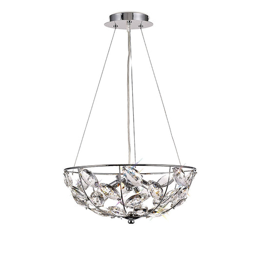 Diyas Galilea 39cm  4 Light G9 Polished Chrome/Crystal Ceiling Pendant Light Fitting
