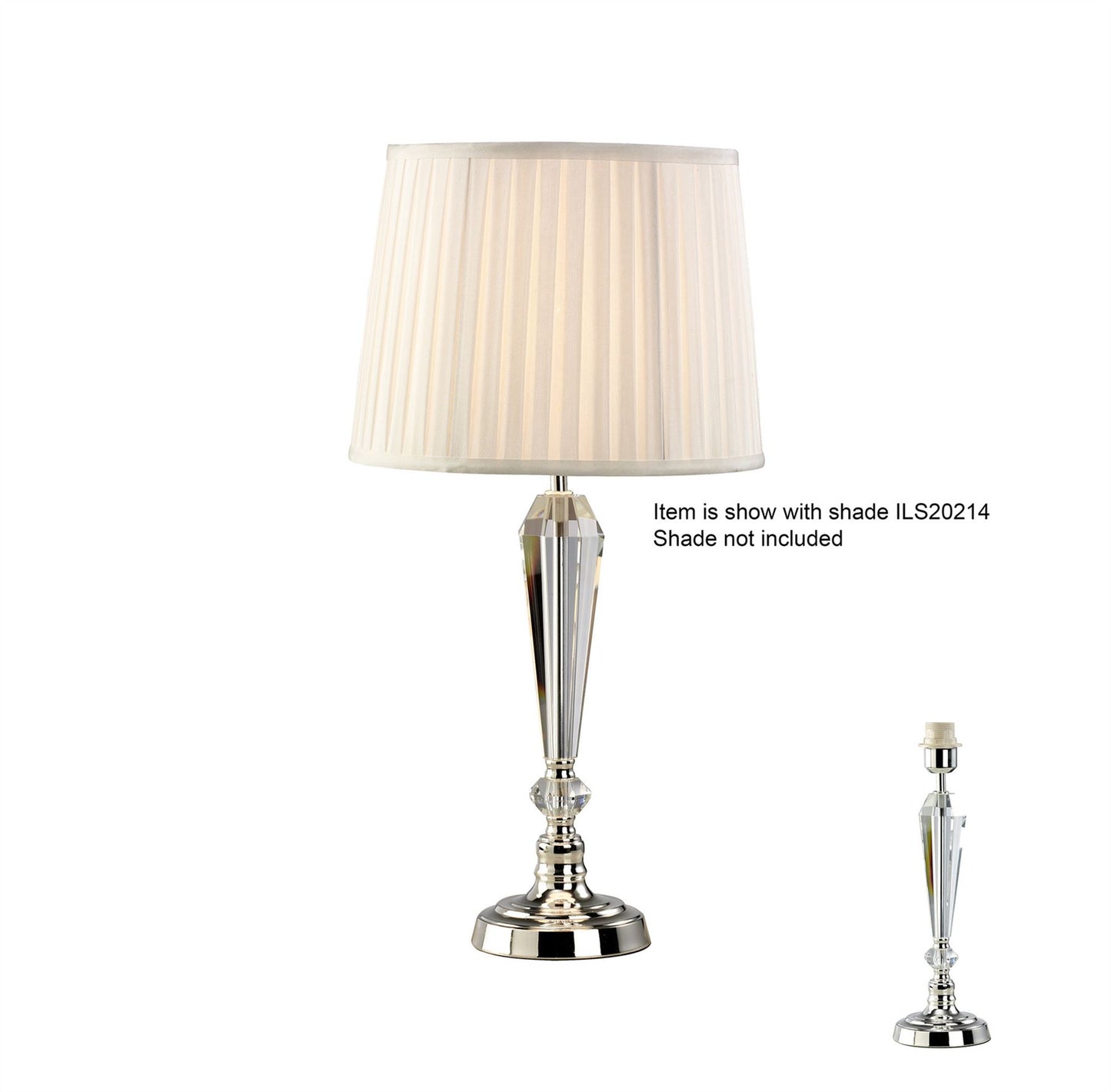 Diyas Freya Crystal Table Lamp WITHOUT SHADE 1 Light E27 Silver Finish