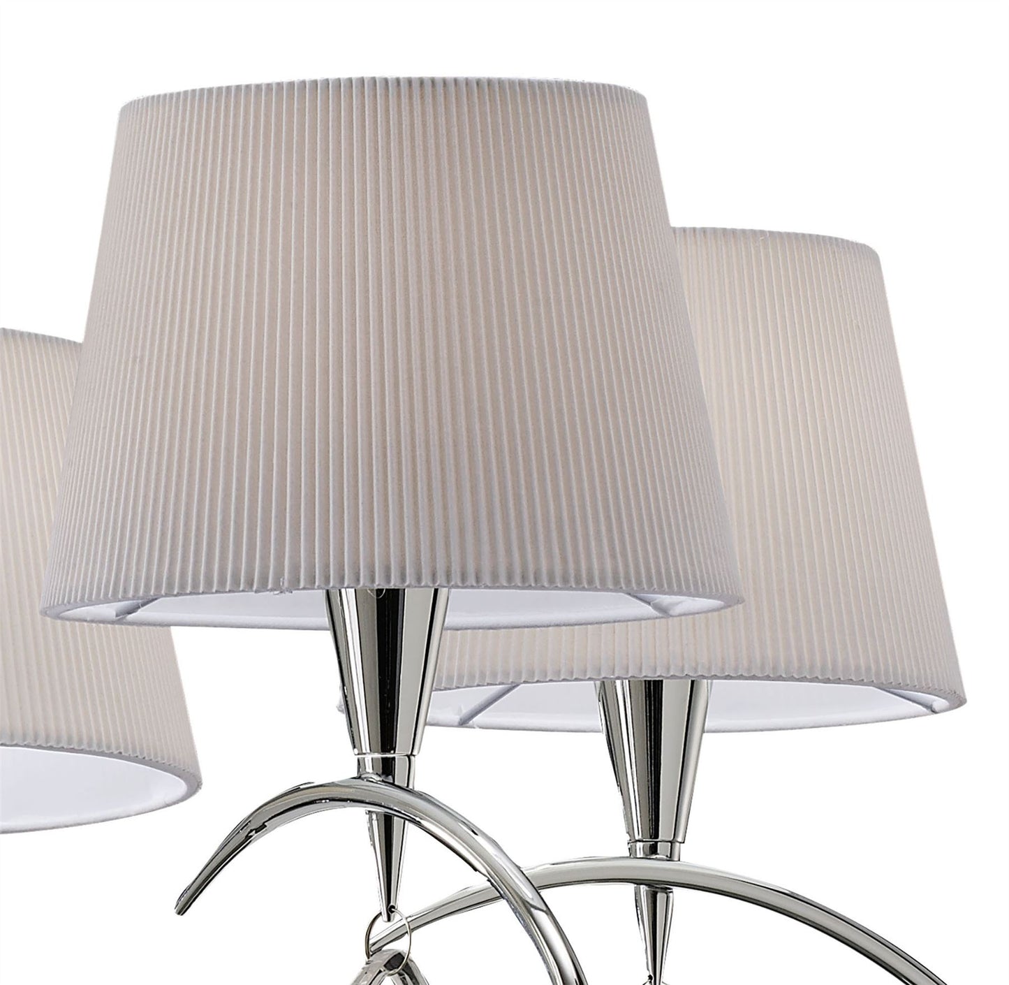 Mantra M1641 Mara Pendant 5 Light E14, Polished Chrome with Ivory White Shades