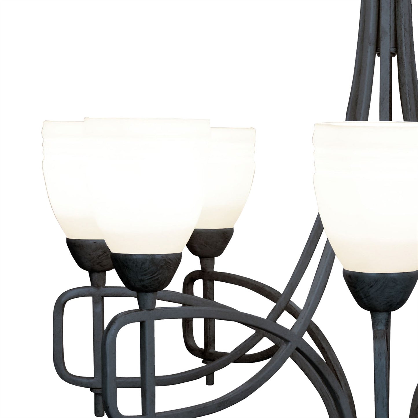Diyas San Marino 54cm  8 Light E14 Tex/Pewter/Frosted Glass Ceiling Pendant Light Fitting
