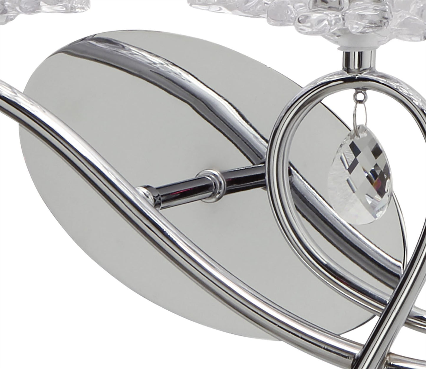 Mantra Louise Wall Light Left 2 Light E27 with White Shade Polished Chrome/Clear Crystal