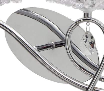 Mantra Louise Wall Light Left 2 Light E27 with White Shade Polished Chrome/Clear Crystal