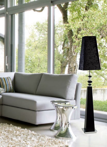 Diyas Home (DH) Galata Floor Lamp 1 Light E27 with Black Shade Black/Crystal