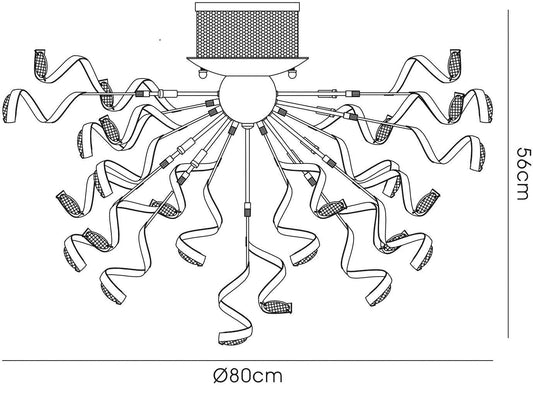 Diyas Kurlz 80cm 15 Light G4 Polished Chrome/Crystal, NOT LED/CFL Compatible Ceiling Light Fitting