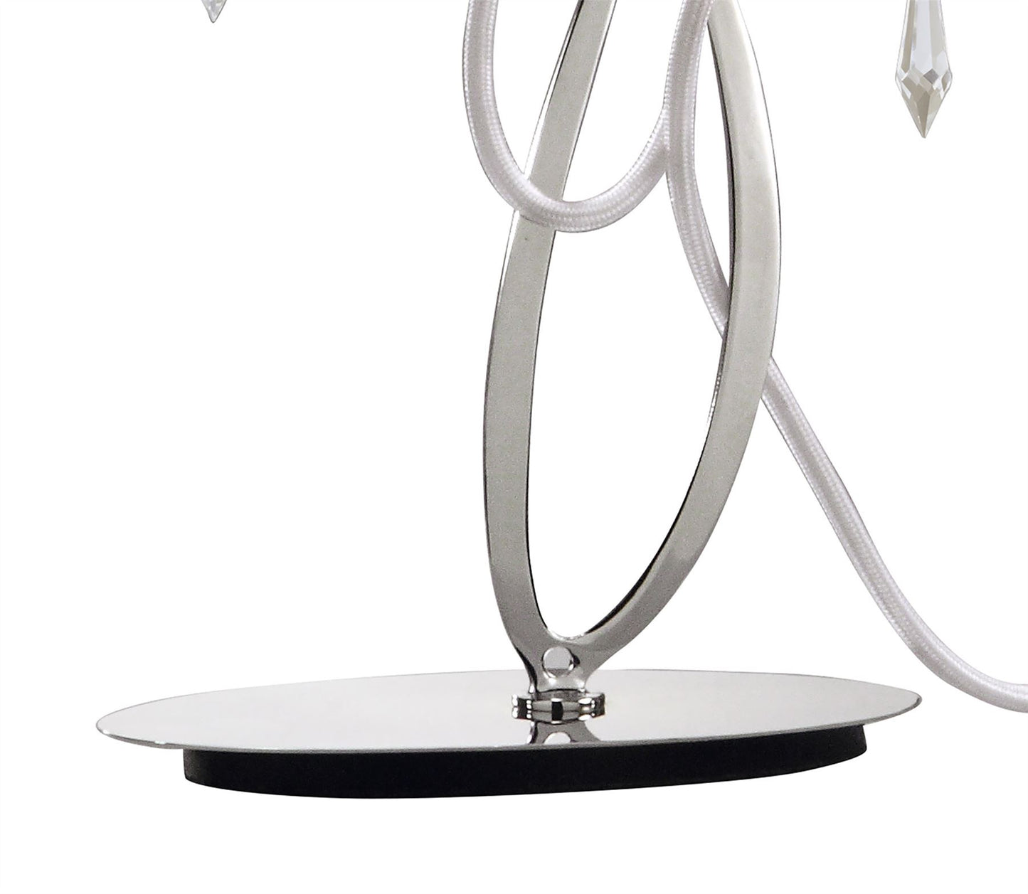 Mantra Lucca Crystal Table Lamp 2 Light E27, Polished Chrome with White Shades & Clear Crystal