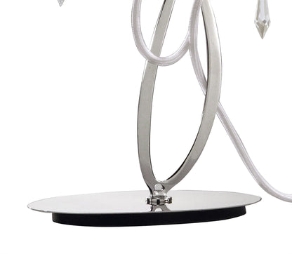 Mantra Lucca Crystal Table Lamp 2 Light E27, Polished Chrome with White Shades & Clear Crystal