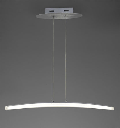 Mantra M4081 Hemisferic Linear Pendant 20W LED 70cm Bar 3000K, 1800lm, Satin Aluminium/Frosted Acrylic, 3yrs Warranty