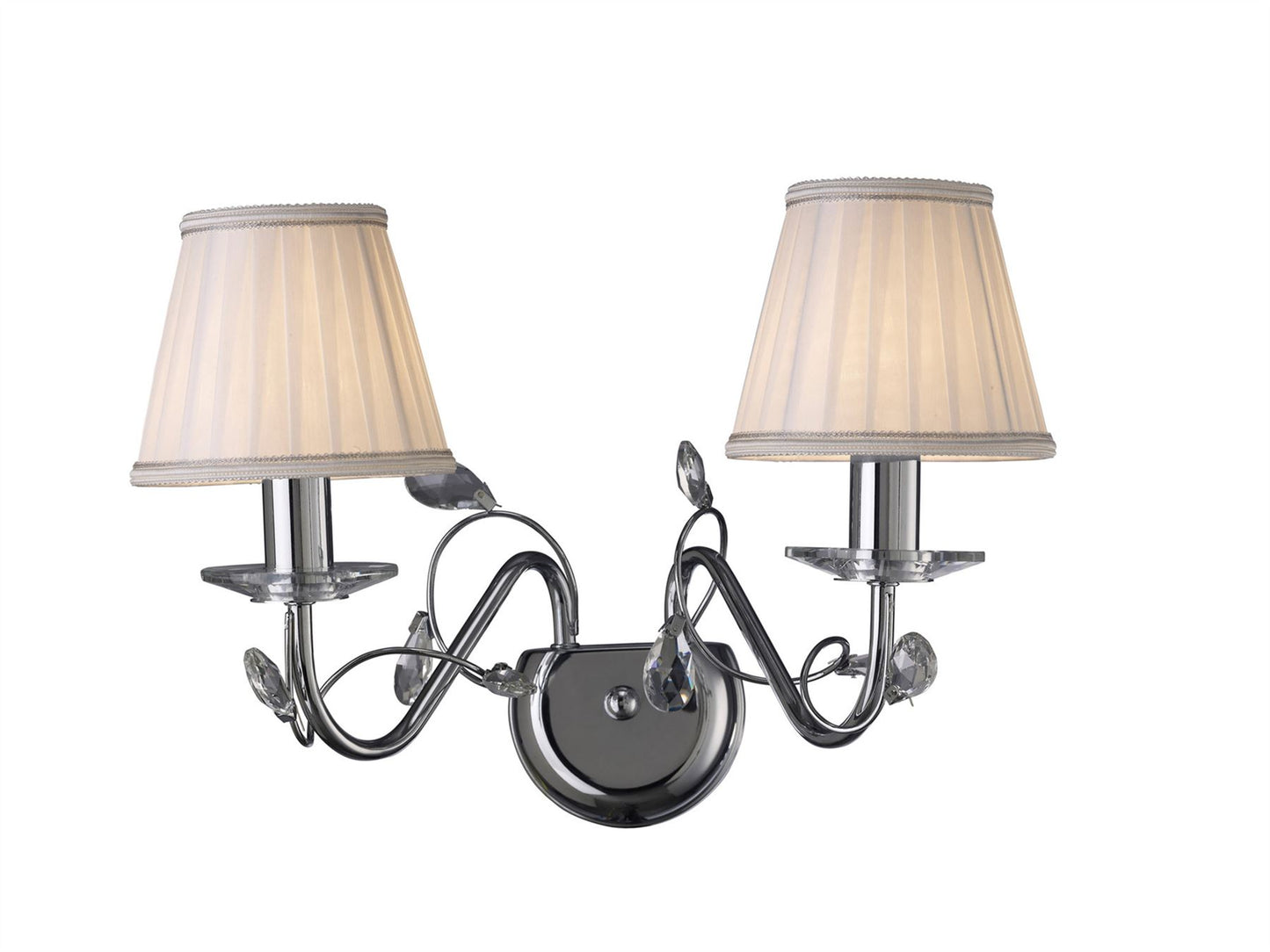 Diyas Willow Wall Light WITHOUT SHADE 2 Light E14 Polished Chrome/Crystal