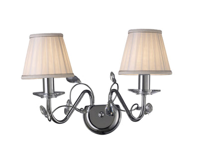 Diyas Willow Wall Light WITHOUT SHADE 2 Light E14 Polished Chrome/Crystal