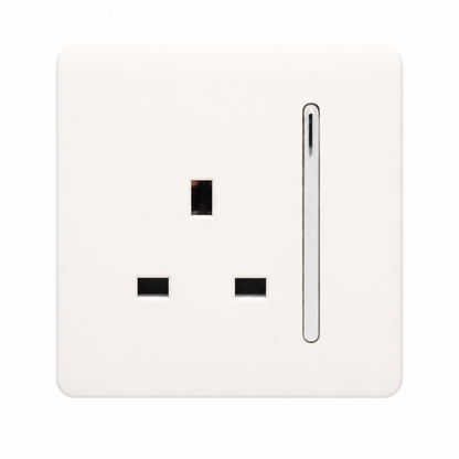 Trendi Switch 1 Gang 13 Amp Switched Plug Socket in Matt White - ART-SKT13MWH