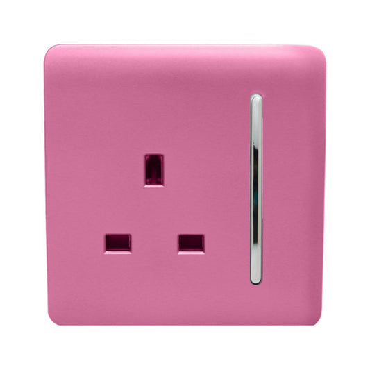 Trendi 1 Gang Artistic Modern Glossy 13 Amp Switched Tactile Plug Socket Pink