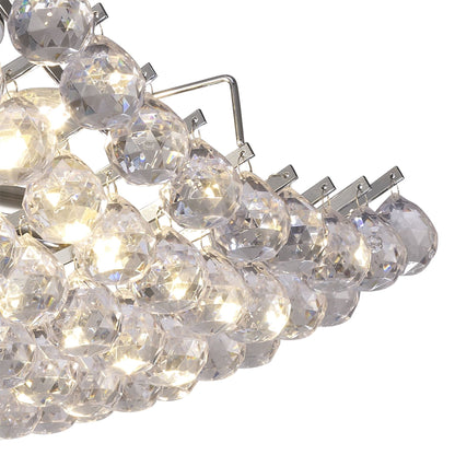 Deco Rayne Flush Square Square Ceiling Lamp with Acrylic Spheres, 4 Light E14 Polished Chrome Finish