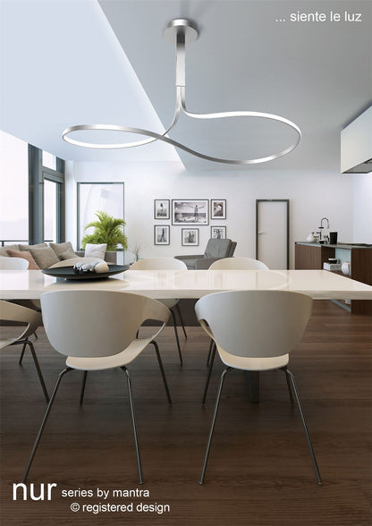 Mantra M5002 Nur XL Rectangular Semi Ceiling 50W LED 3000K, 3900lm, Silver/Frosted Acrylic/Polished Chrome, 3yrs Warranty - M5002 Ceiling
