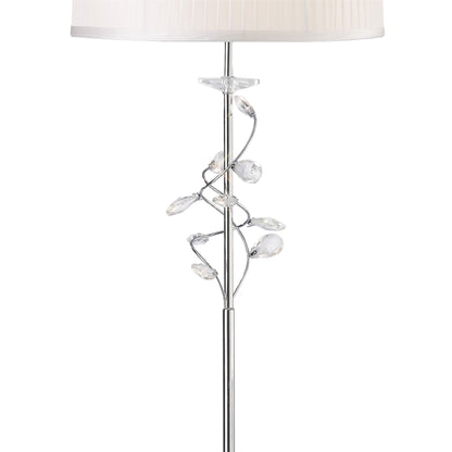 Diyas Willow Floor Lamp with White Shade 1 Light E27 Polished Chrome/Crystal