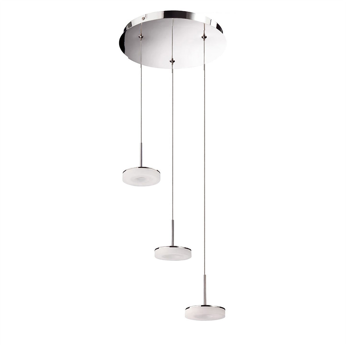 Mantra Fusion Nimbus 27cm 3 Drop Pendant 3 Light 15W LED 3000K, 1350lm, Polished Chrome/Frosted Acrylic, 3yrs Warranty