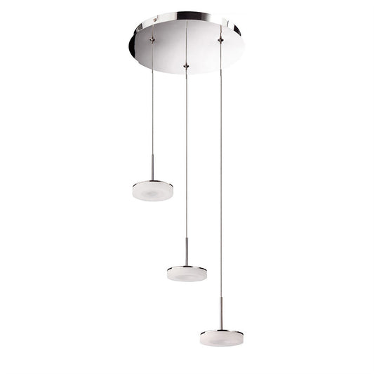 Mantra Fusion Nimbus 27cm 3 Drop Pendant 3 Light 15W LED 3000K, 1350lm, Polished Chrome/Frosted Acrylic, 3yrs Warranty