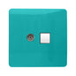 Trendi Switch 2 Gang TV Co-Axial & RJ45 Cat 6 Modern Designer PC Ethernet Sockets in Bright Teal