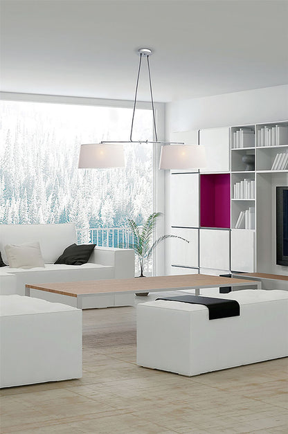 Mantra M5306 Habana Linear Pendant 2 Light with Adjustable Body WITHOUT SHADE E27, Matt White/Polished Chrome