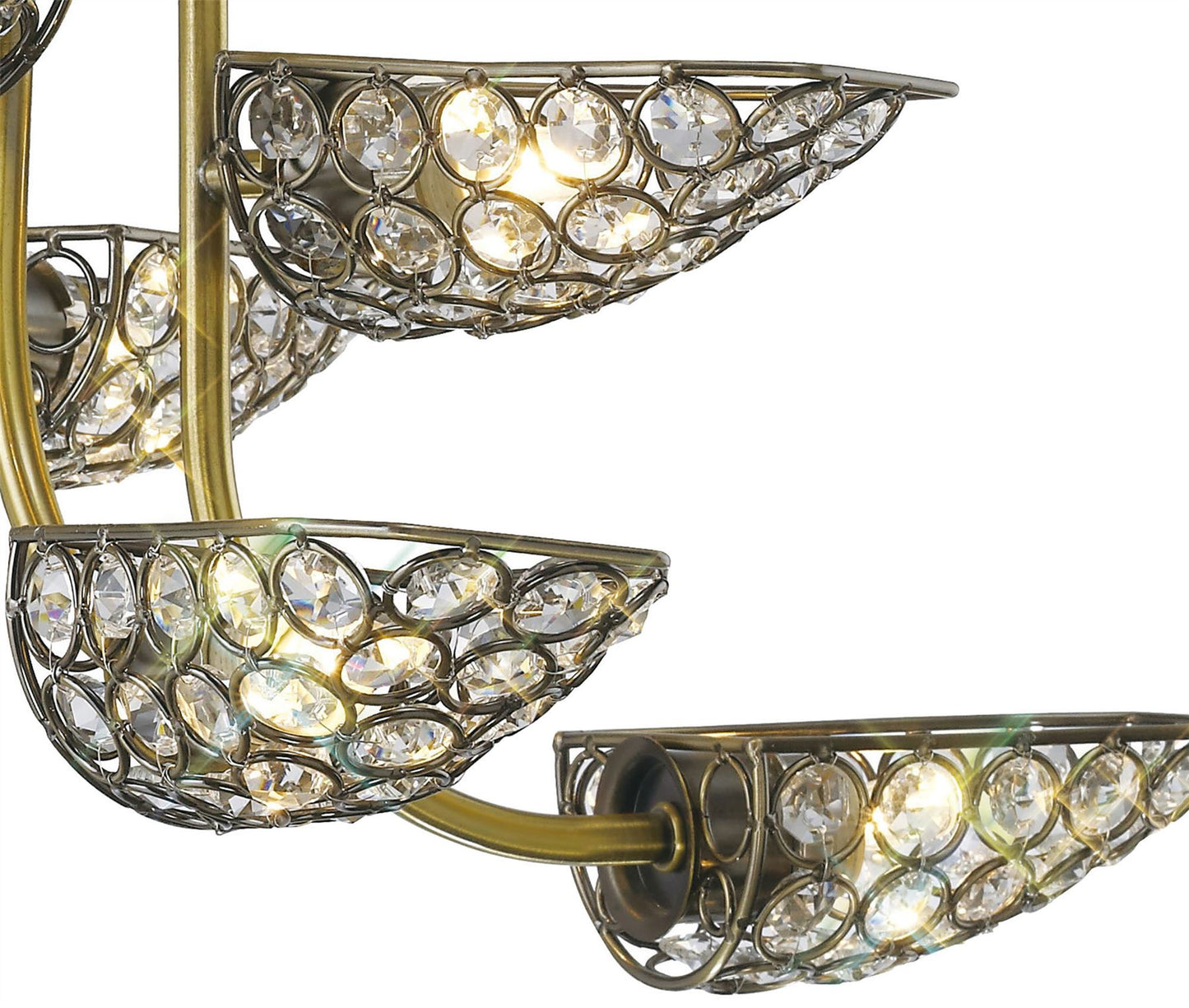Diyas Ashton 53cm  8 Light G9 Antique Brass/Crystal Ceiling Pendant Light Fitting