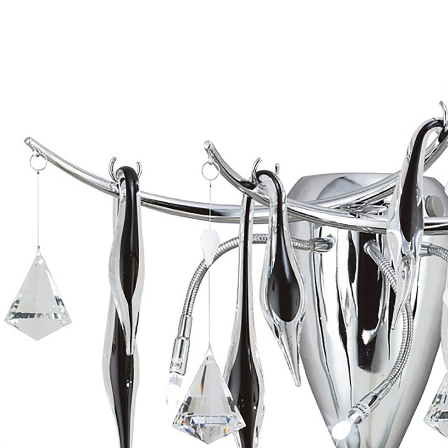 Diyas Cygnet Wall Light 3 Light G4 Polished Chrome/Black Glass/Crystal, NOT LED/CFL Compatible