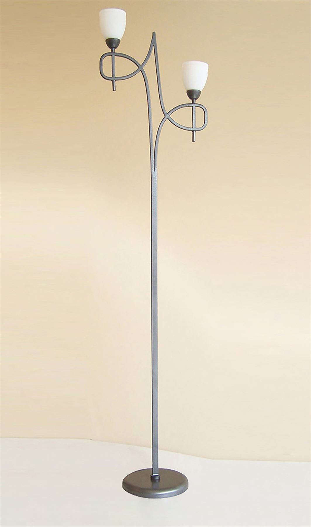 Diyas San Marino Floor Lamp with In-Line Dimmer 2 Light E14 Tex/Pewter/Opal Glass, NOT LED/CFL Compatible