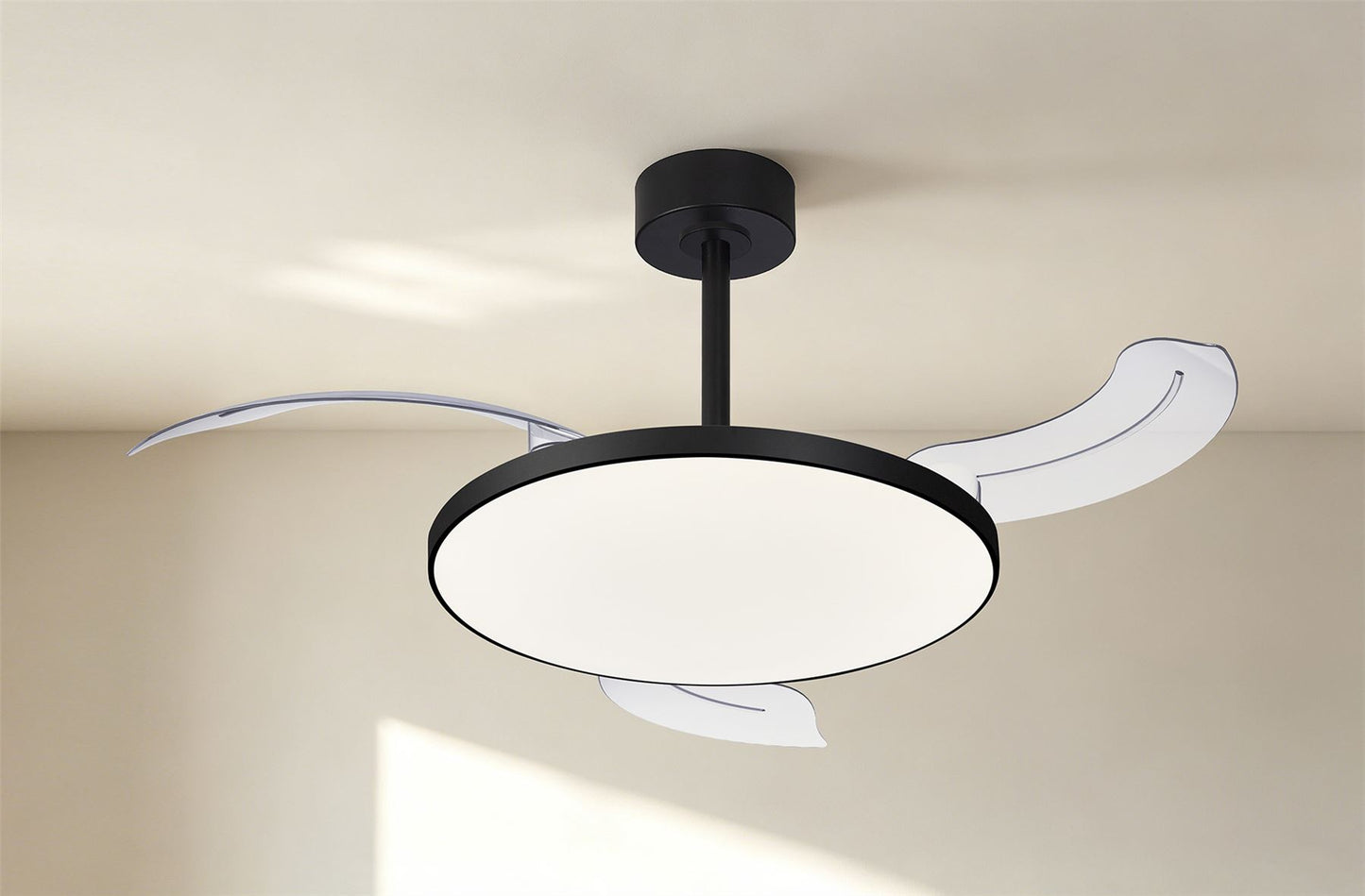 Slim Fan Mini 40cm 45W LED Dimmable Ceiling Light With Built-In 25W DC Fan, 2700-5000K Remote Control, 5000lm, Black, 5yrs Warranty